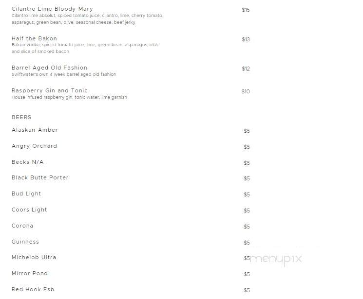 Hoist House Restaurant @ Swiftwater Cellars - Cle Elum, WA menu_pic