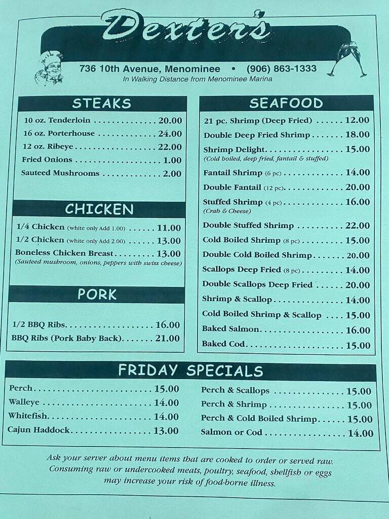 Dexter's - Menominee, MI menu_pic