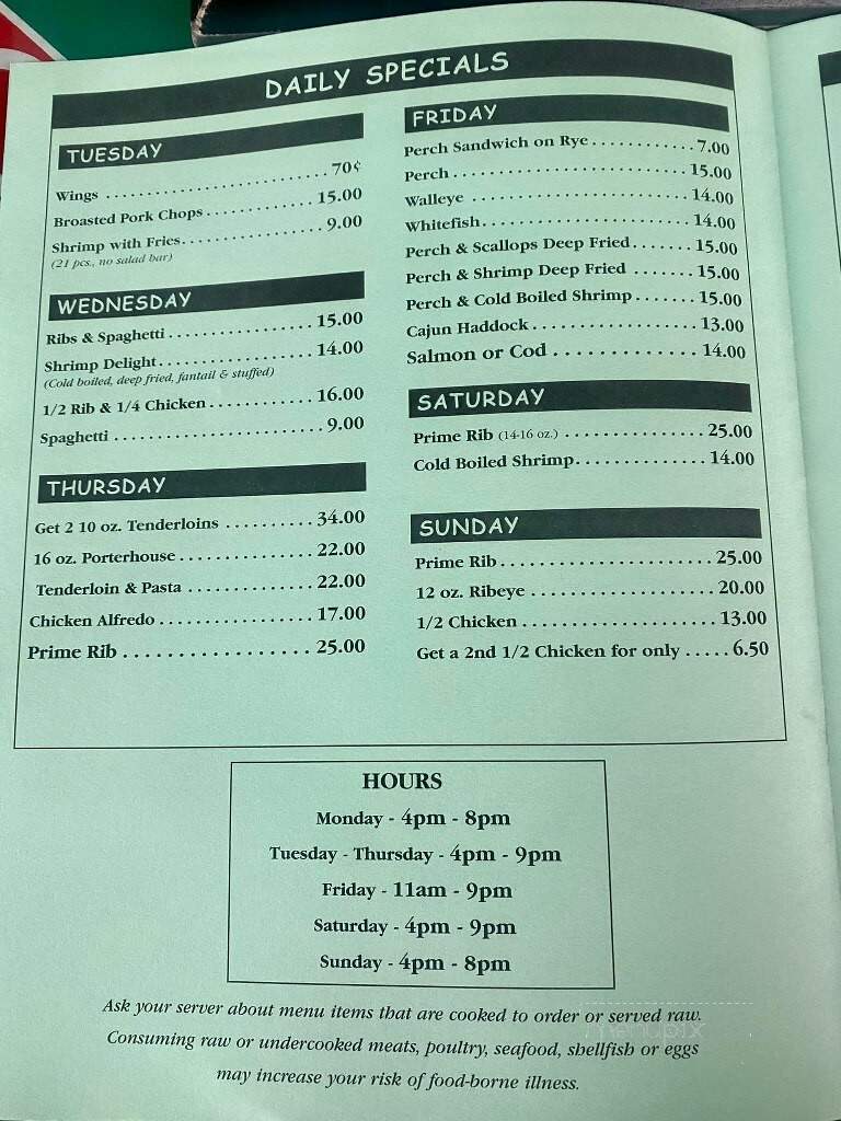 Dexter's - Menominee, MI menu_pic