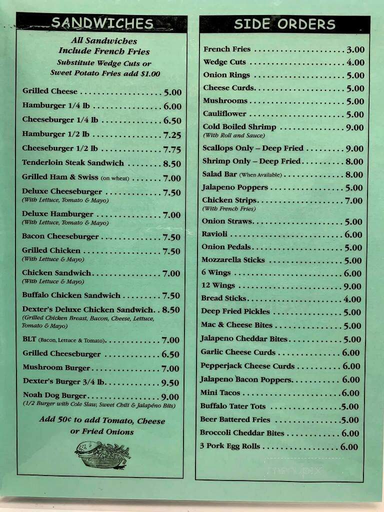 Dexter's - Menominee, MI menu_pic