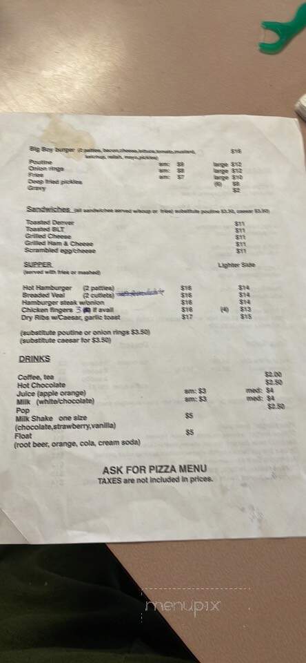 Canwood Cafe - Canwood, SK menu_pic