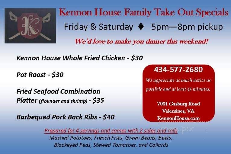 Kennon House Restaurant - Gasburg, VA