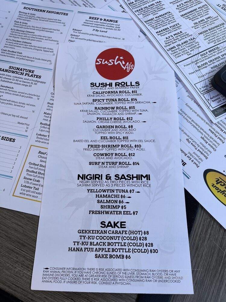 AJ's Grayton Beach - Santa Rosa Beach, FL menu_pic