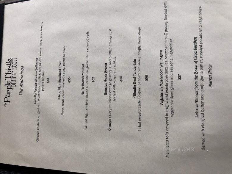 The Purple Thistle Dining Room - Ingonish Beach, NS menu_pic