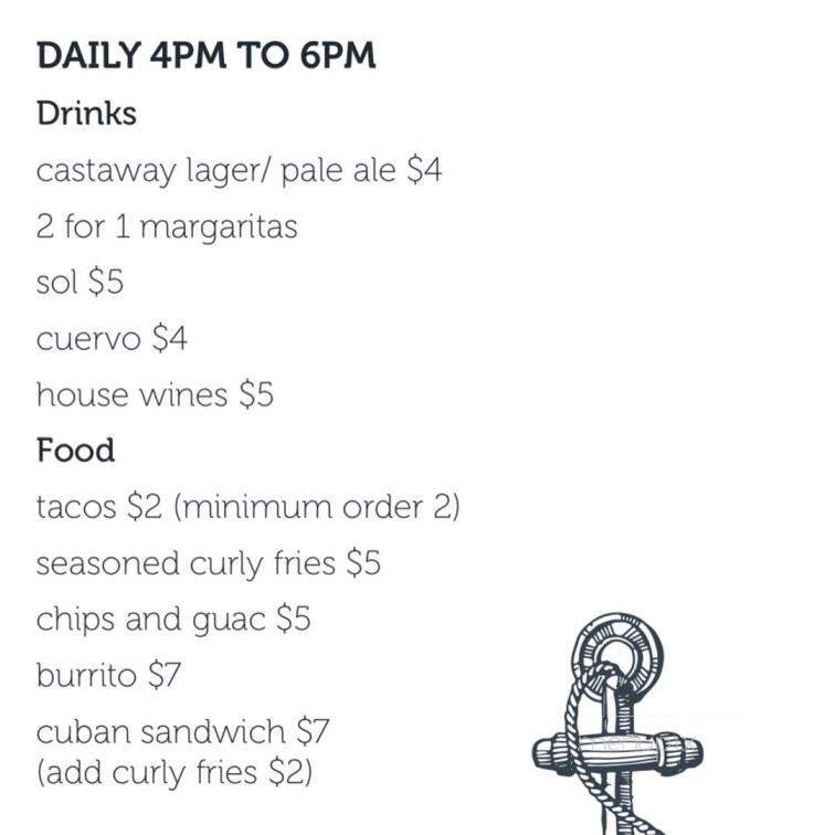 Castaway Bar and Kitchen - Vancouver, BC menu_pic