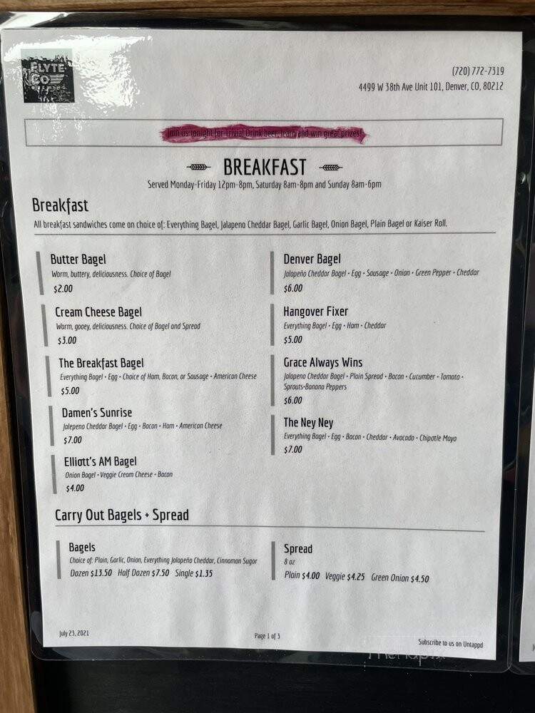 Altimeter Coffee Co. - Denver, CO menu_pic