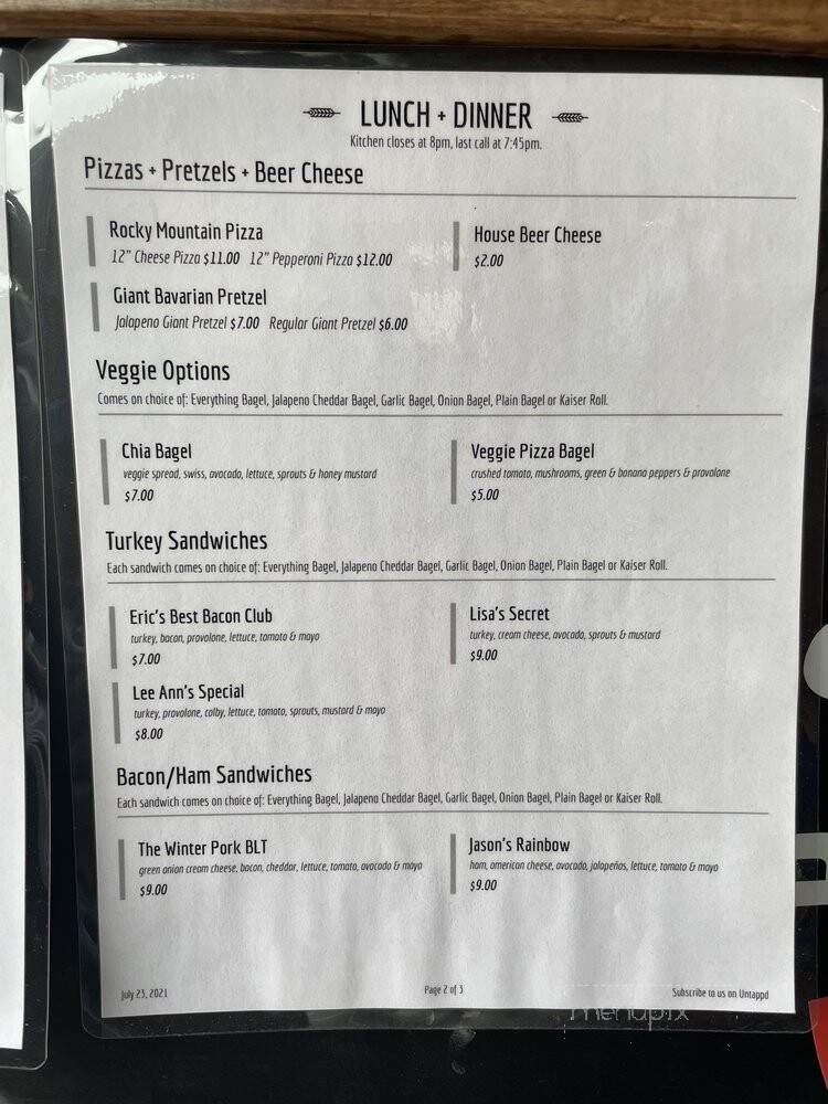 Altimeter Coffee Co. - Denver, CO menu_pic