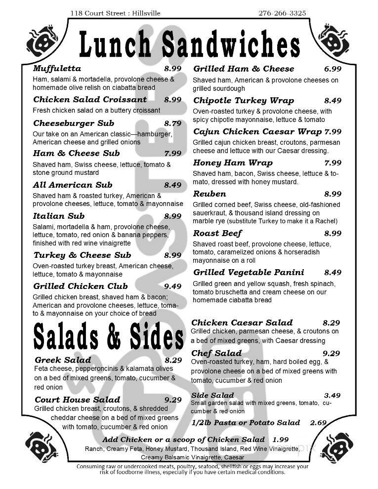 Toasters Deli - Hillsville, VA menu_pic