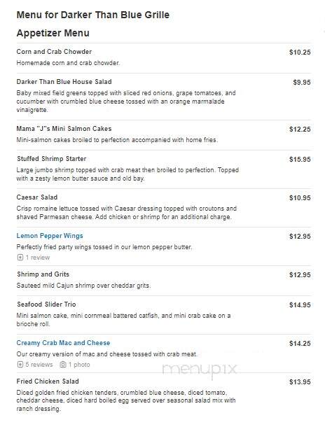 Darker Than Blue Grille - Baltimore, MD menu_pic