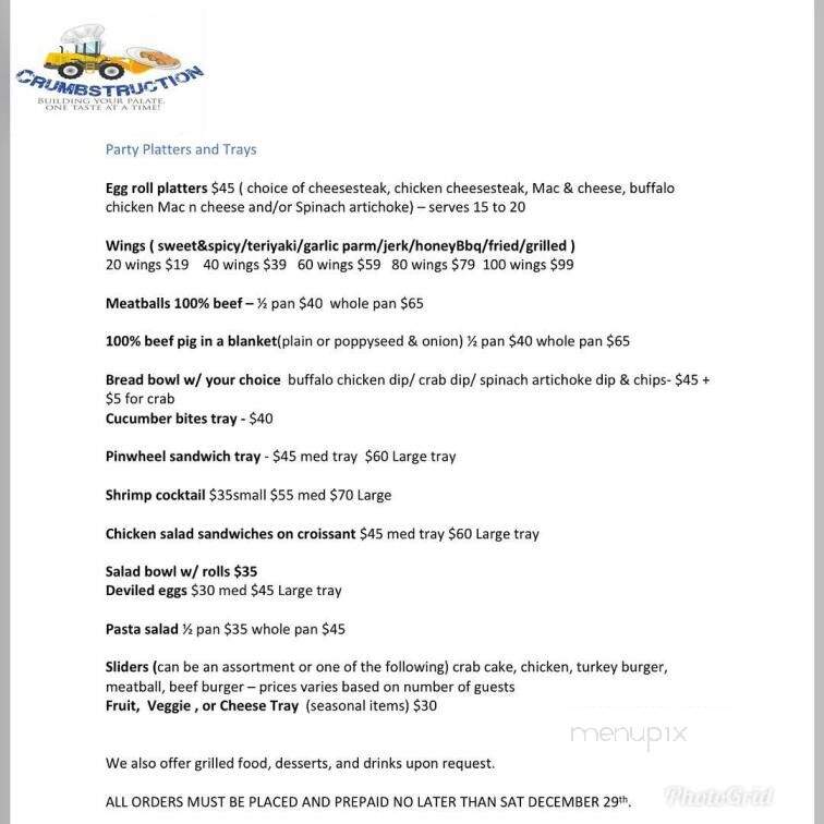Crumbstruction Catering and Food Truck - Wake Forest, NC menu_pic