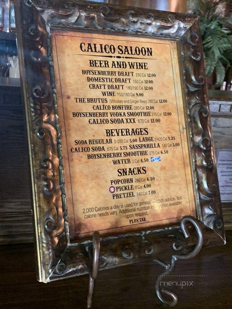 Calico Saloon - Buena Park, CA menu_pic