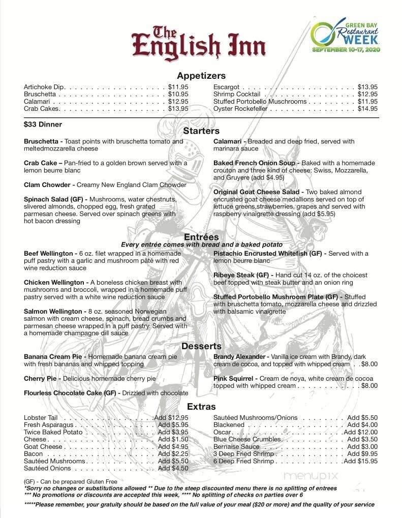 The English Inn - Green Bay, WI menu_pic