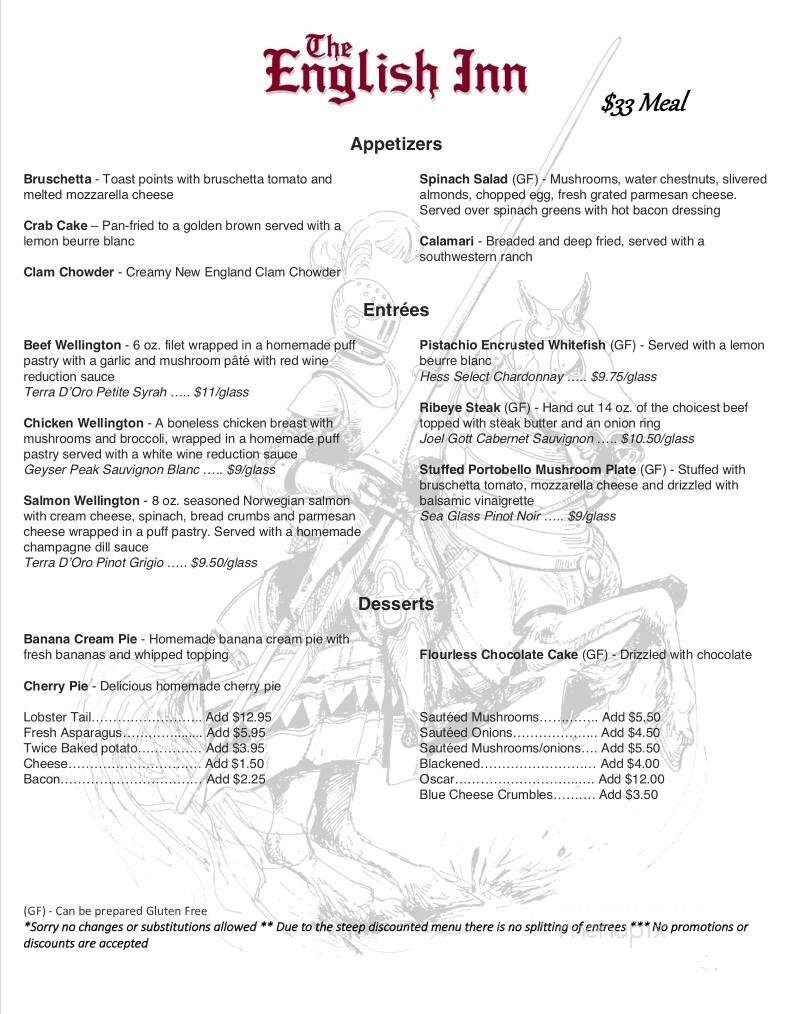 The English Inn - Green Bay, WI menu_pic