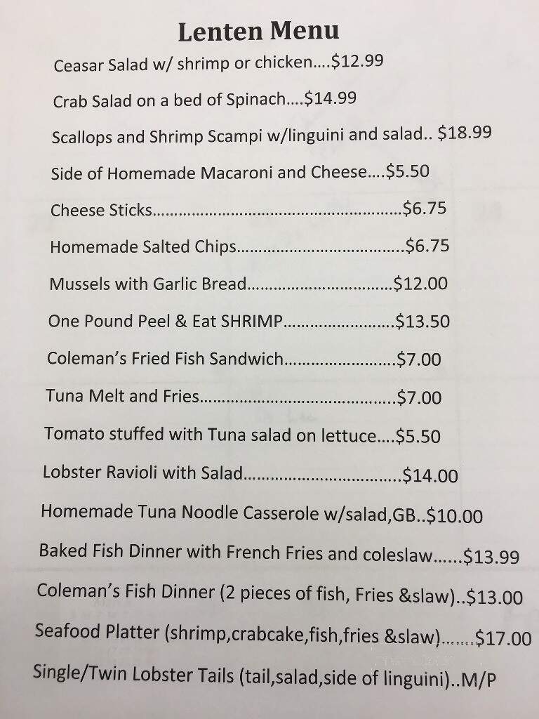 Gas Lite Restaurant & Lounge - Wintersville, OH menu_pic