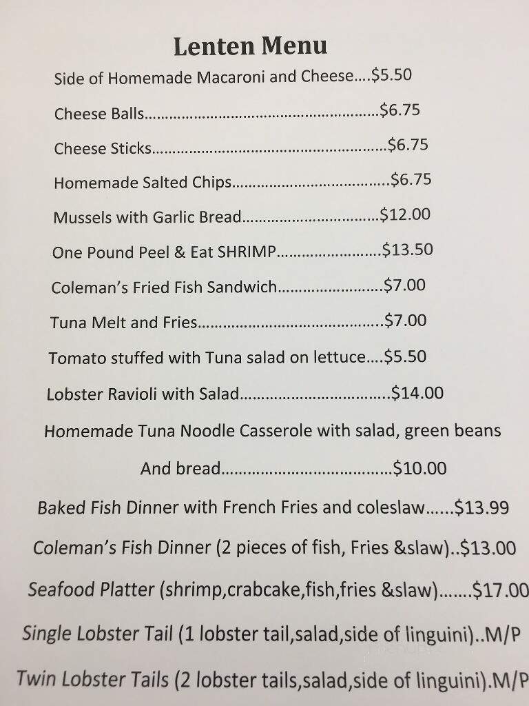 Gas Lite Restaurant & Lounge - Wintersville, OH menu_pic