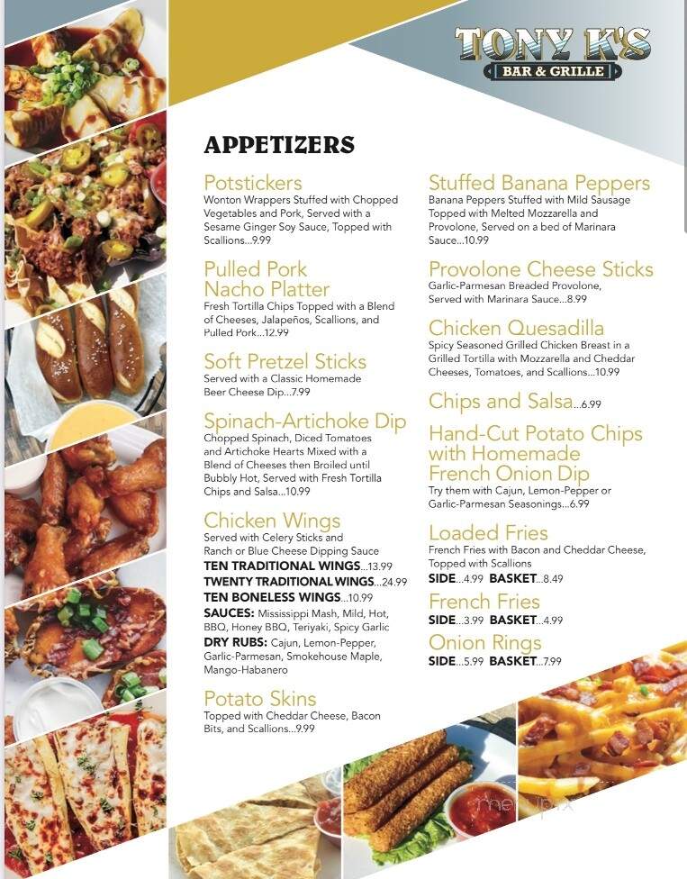 Tony K's Bar & Grille - Berea, OH menu_pic