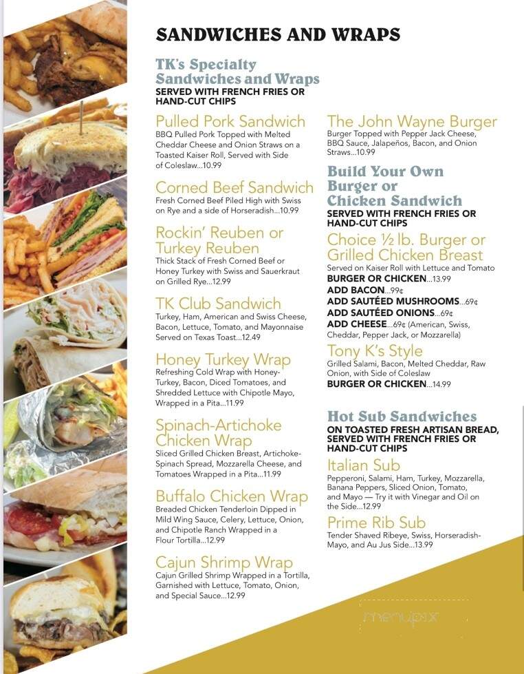 Tony K's Bar & Grille - Berea, OH menu_pic