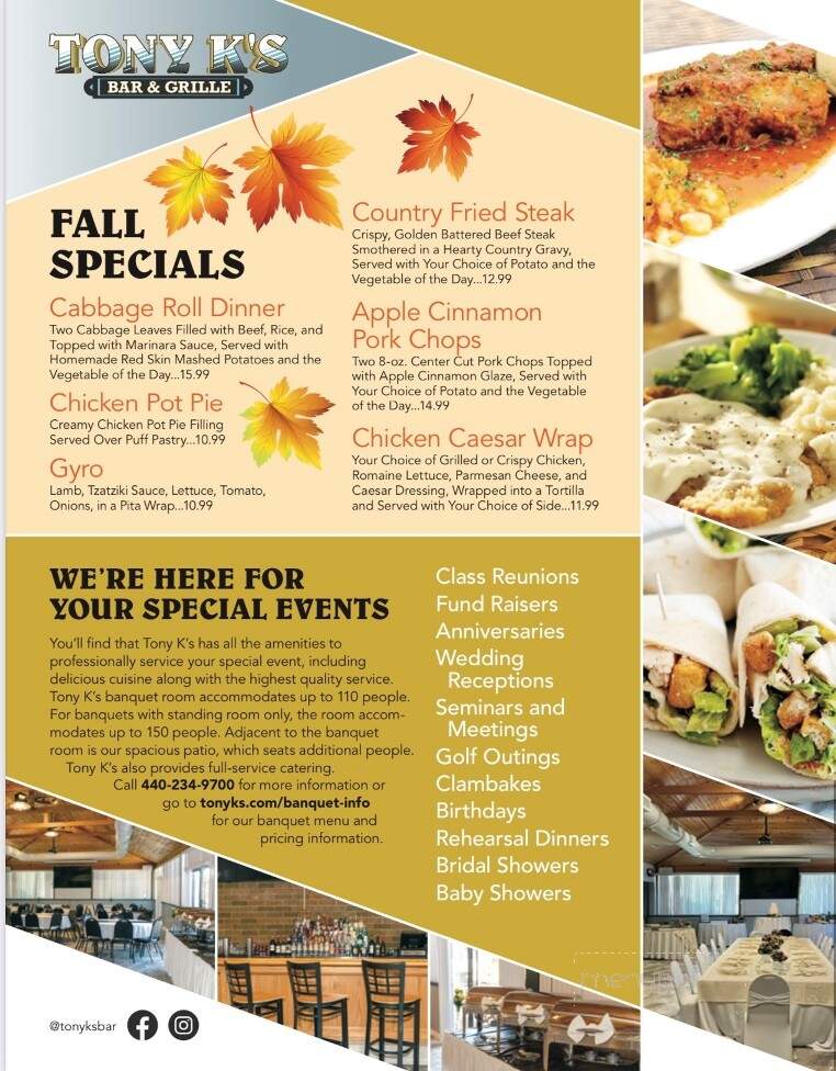 Tony K's Bar & Grille - Berea, OH menu_pic