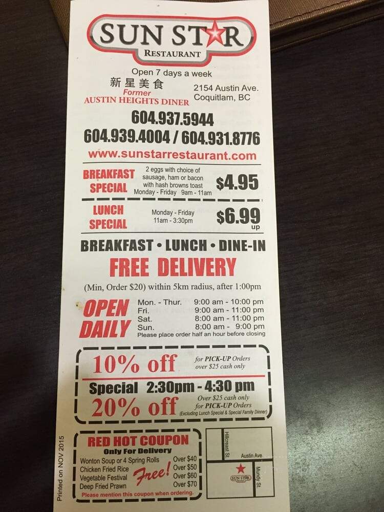 Sun Star - Coquitlam, BC menu_pic