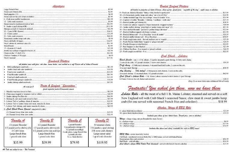 Crab Shack - Brigantine, NJ menu_pic