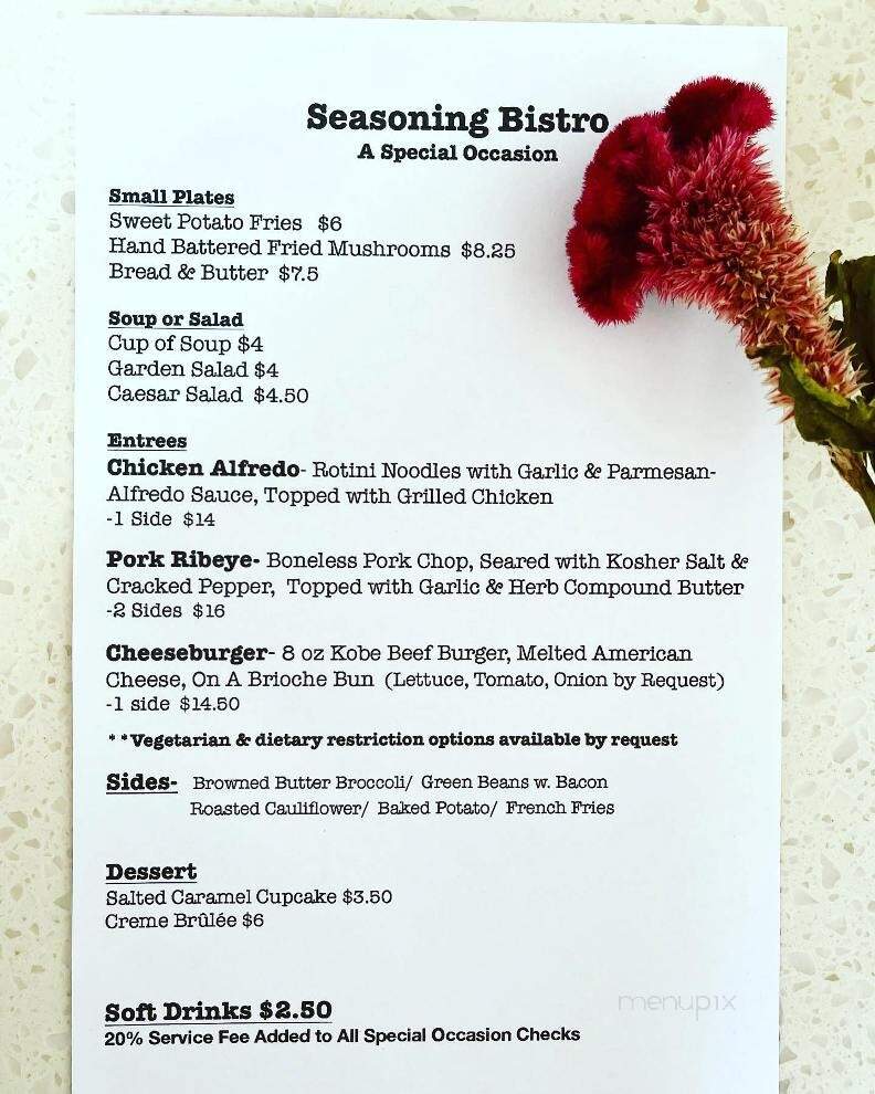 Seasoning bistro - Benton, IL menu_pic