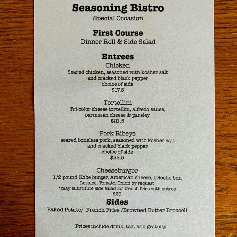 Seasoning bistro - Benton, IL menu_pic