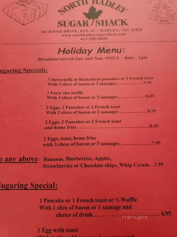 North Hadley Sugar Shack - Hadley, MA menu_pic