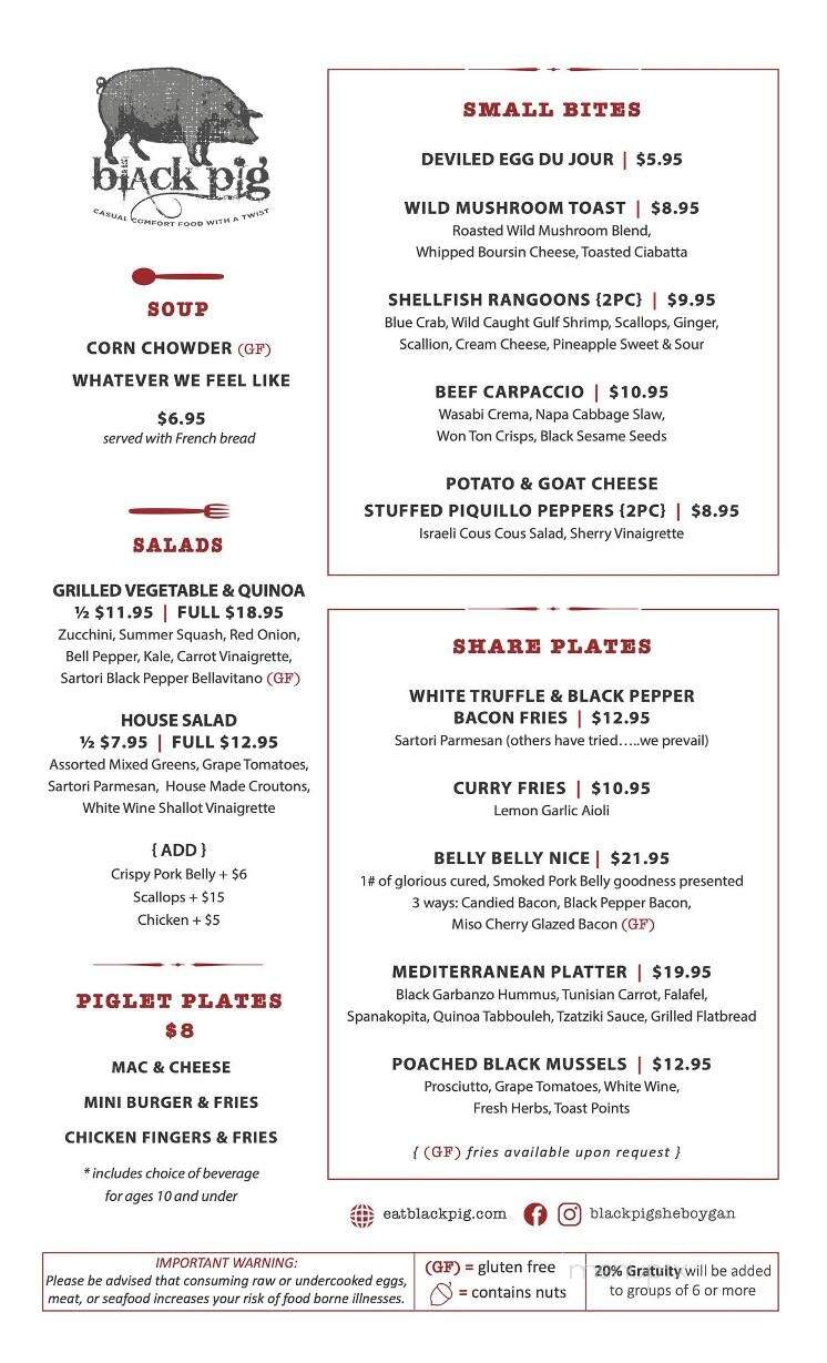 Black Pig - Sheboygan, WI menu_pic