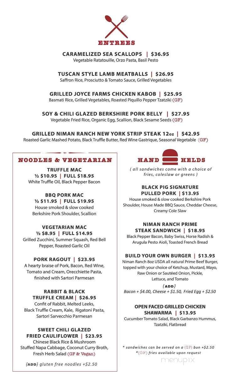 Black Pig - Sheboygan, WI menu_pic