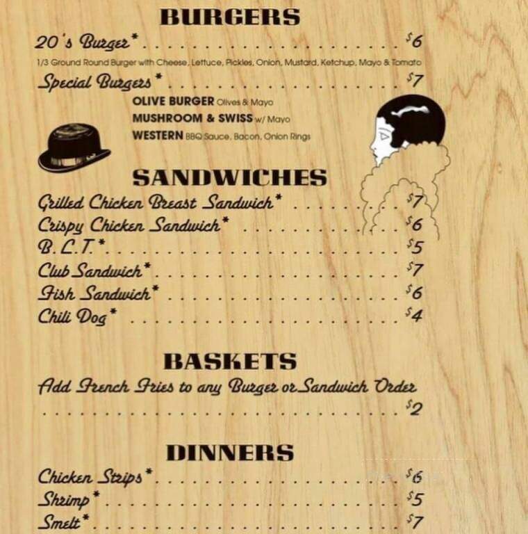 Roaring 20's Saloon Incorporated - Cadillac, MI menu_pic