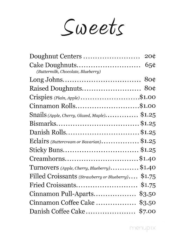 Pedretti's Bakery - Elkader, IA menu_pic