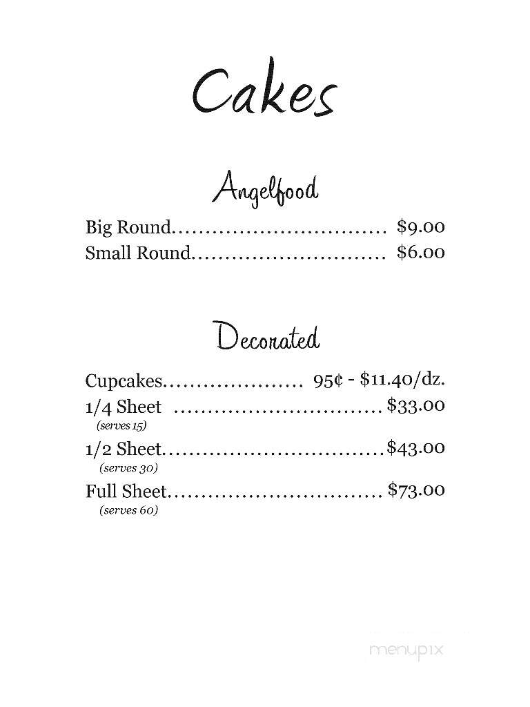 Pedretti's Bakery - Elkader, IA menu_pic