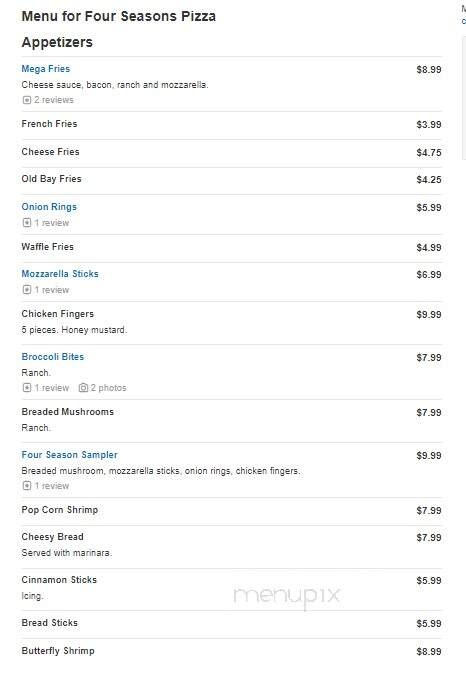 Four Seasons Pizza - Dover, DE menu_pic