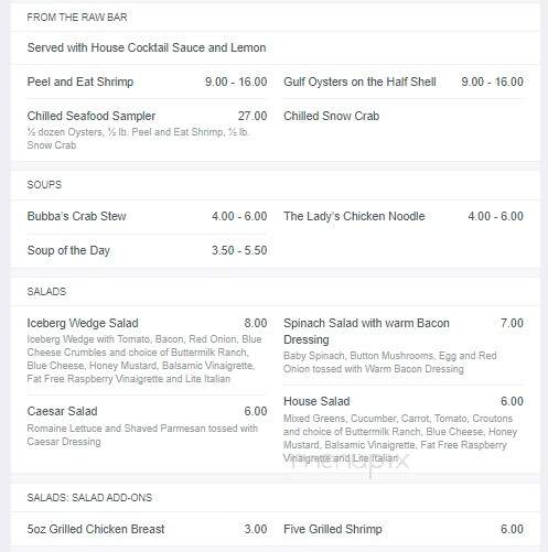 Paula Deen's Kitchen - Cherokee, NC menu_pic