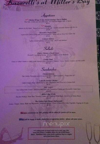 Kazarelli's At Miller's Bay - Milford, IA menu_pic