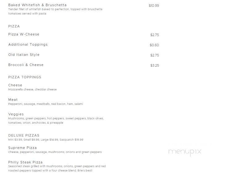 Valerio's Italian Restaurant - Erie, PA menu_pic