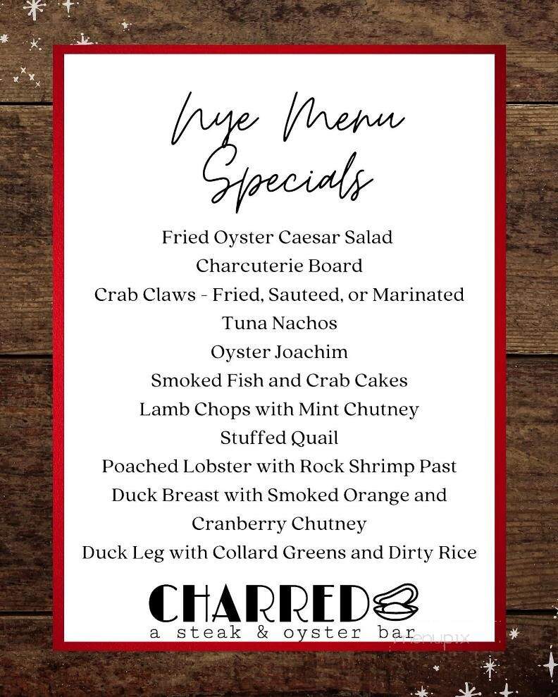 Charred a Steak & Oyster bar - Ocean Springs, MS menu_pic