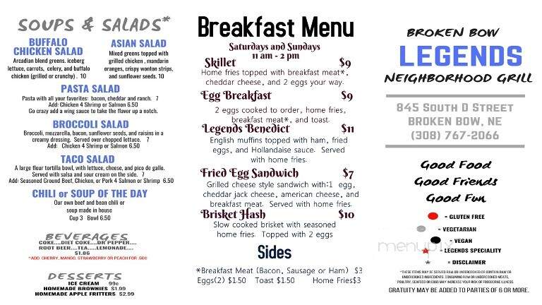 Broken Bow Legends Neighborhood Grill - Broken Bow, NE menu_pic