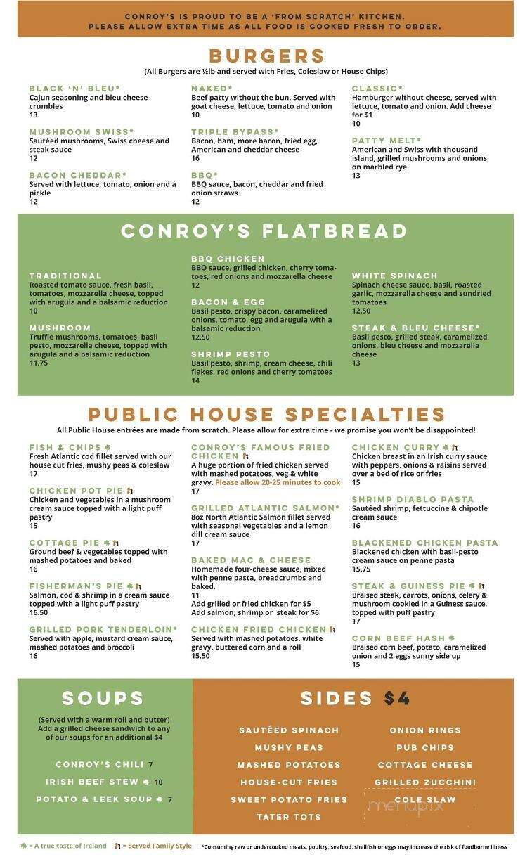 Conroy's Public House - Leawood, KS menu_pic