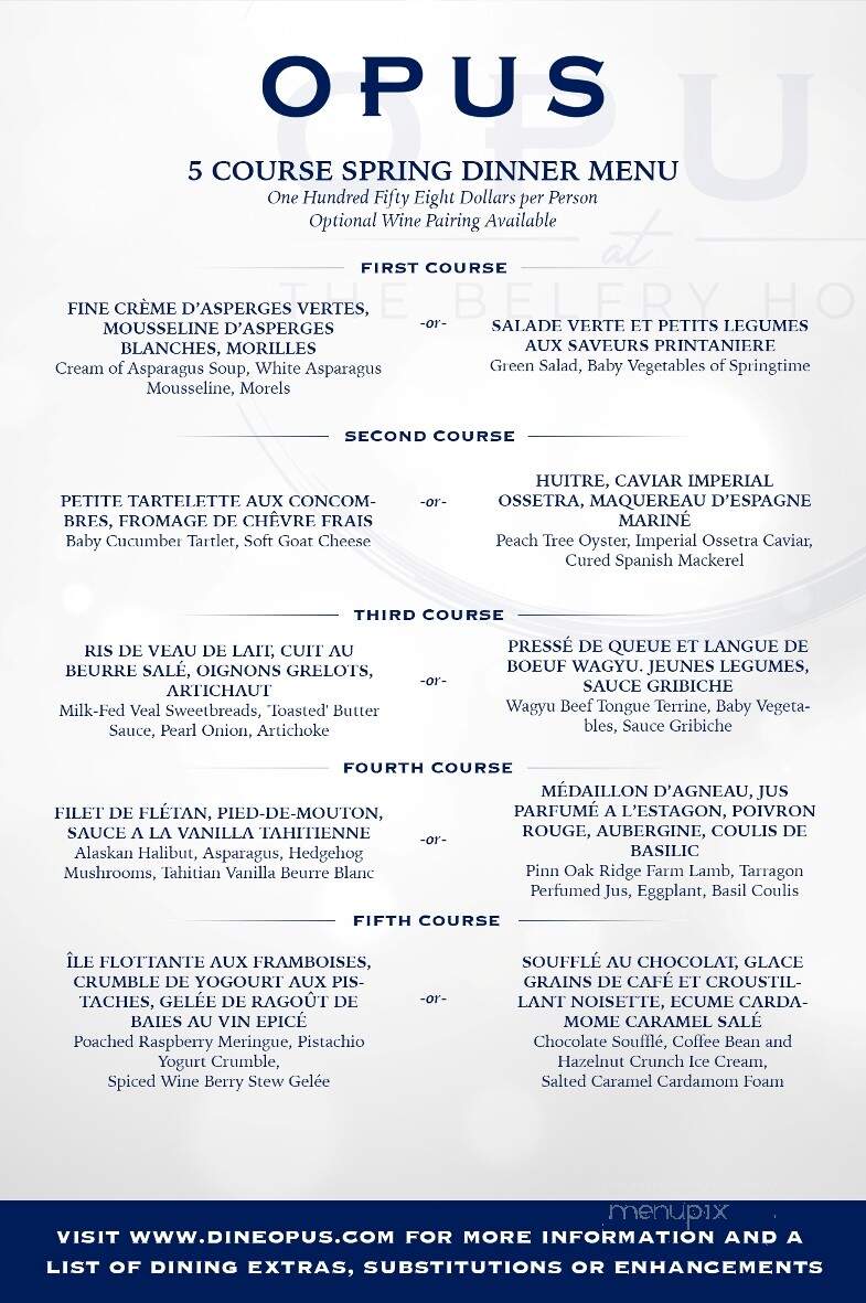 Opus at the Belfry House - Delavan, WI menu_pic