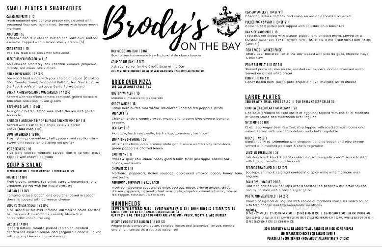 Brody's on the Bay - Rochester, NY menu_pic