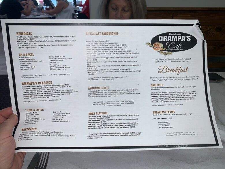 Grampa's Bagel Bakery Deli Cafe - Dania Beach, FL menu_pic