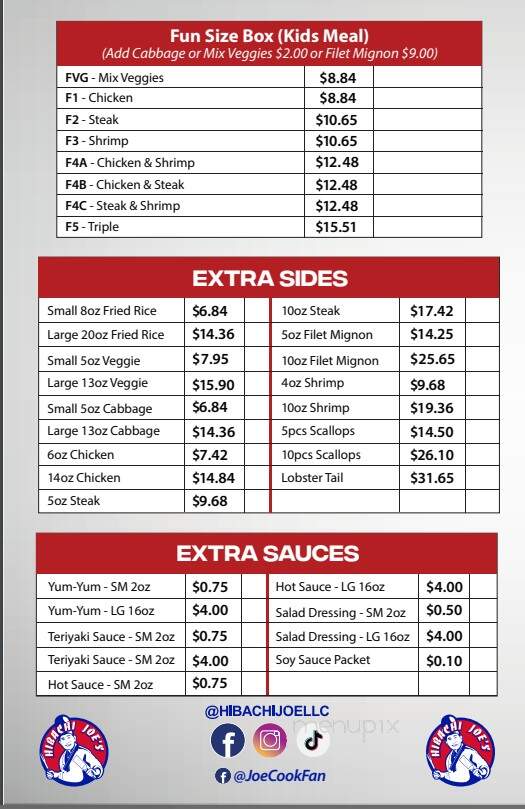 Hibachi Joe's - Dothan, AL menu_pic
