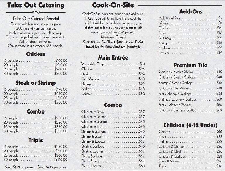 Hibachi Joe's - Dothan, AL menu_pic
