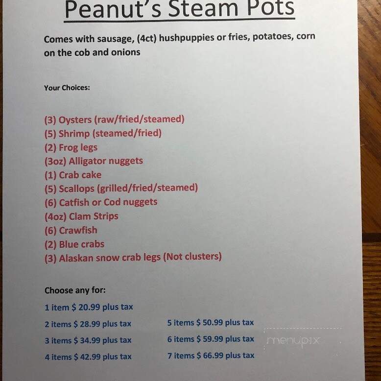 Peanut's Steak and Seafood - Spotsylvania, VA menu_pic