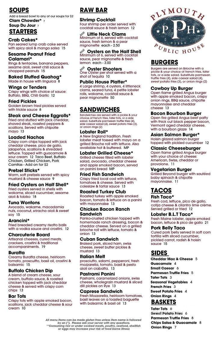 Plymouth Public House - Plymouth, MA menu_pic