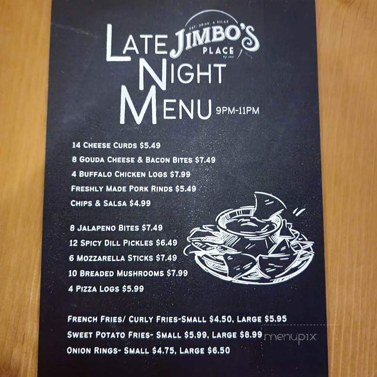 Jimbo's Place - Elkins, WV menu_pic
