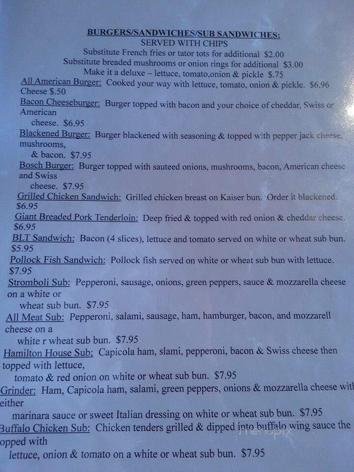 Hamilton House - Hamilton, IN menu_pic