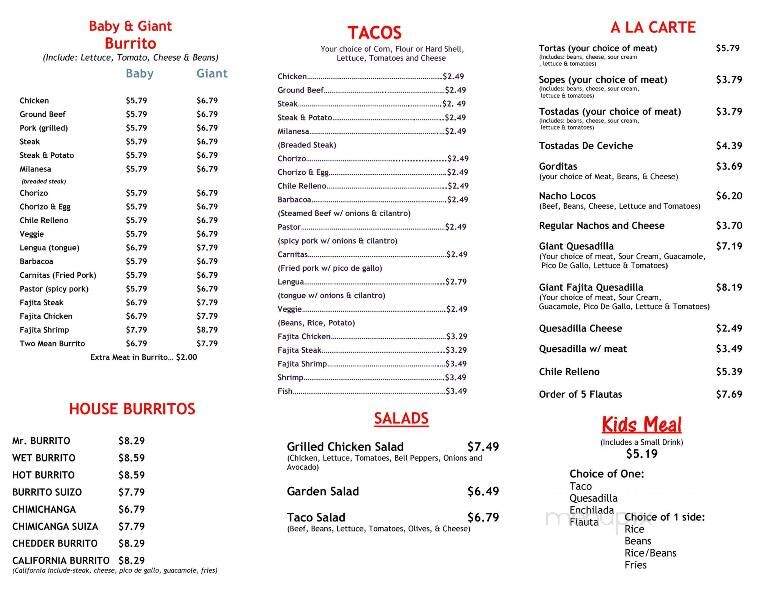 Los 3 Burritos #2 - Tinley Park, IL menu_pic