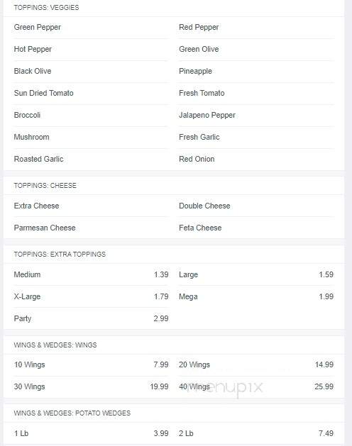 Cominos Pizza & Wings - Whitby, ON menu_pic